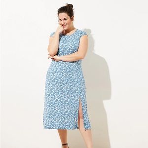 LOFT Plus Floral Cap Sleeve Midi Dress, size 22